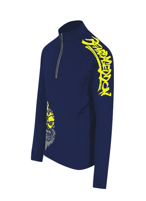 YOUR HWAY! Active Wear Half Zip Jacket Half Skull Front-Navy Blue