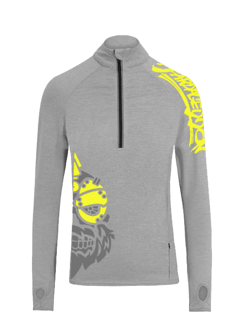 YOUR HWAY! Active Wear Half Zip Jacket Half Skull Front-Ash Grey
