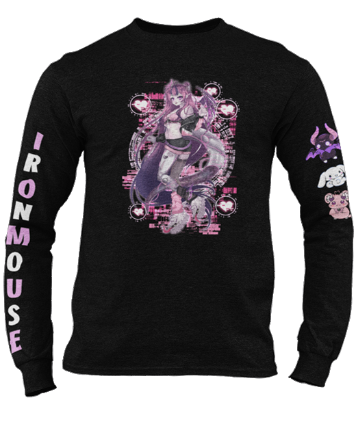 Ironmouse Long Sleeved T-Shirt with Sleeve Mascots.