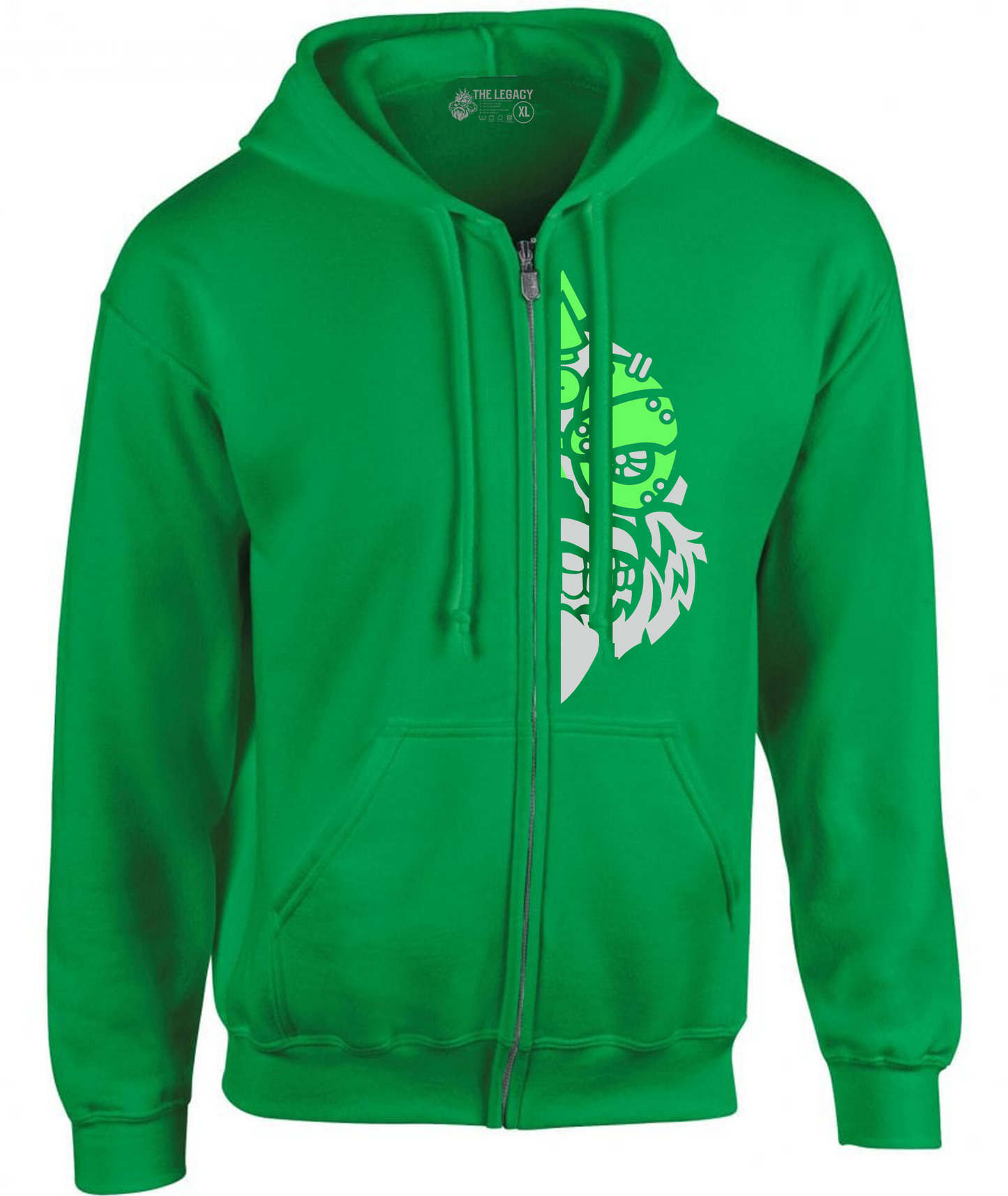 YOUR HWAY! Zipper Hoodie Half Skull Front