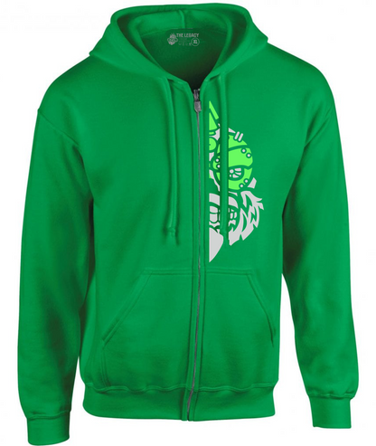 YOUR HWAY! Zipper Hoodie Half Skull Front