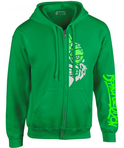 YOUR HWAY! Zipper Hoodie Half Skull Front