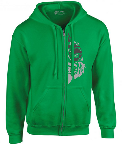YOUR HWAY! Zipper Hoodie Half Skull Front