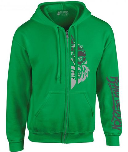 YOUR HWAY! Zipper Hoodie Half Skull Front