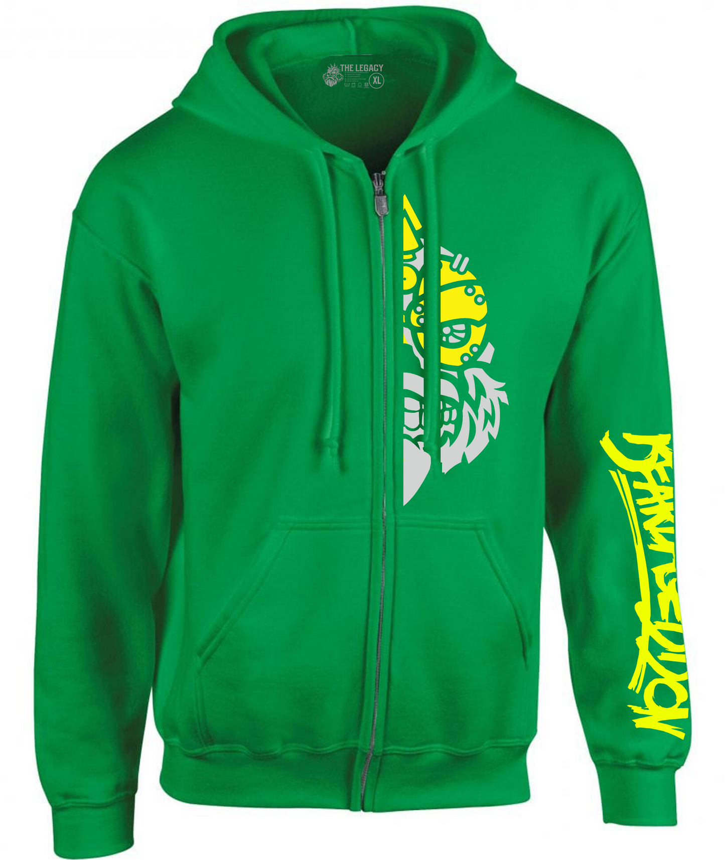 YOUR HWAY! Zipper Hoodie Half Skull Front