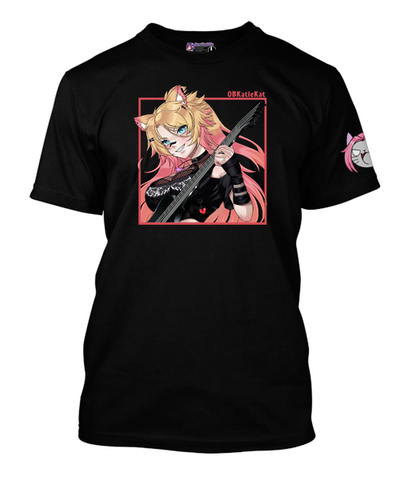 OBKatieKat Square Designed T-Shirt with Sleeve Mascot.