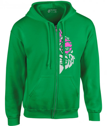 YOUR HWAY! Zipper Hoodie Half Skull Front
