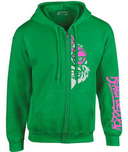 YOUR HWAY! Zipper Hoodie Half Skull Front