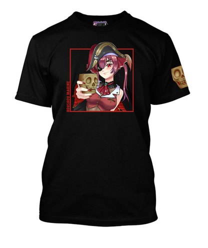 Houshou Marine Square Designed T-Shirt with Sleeve Mascot.