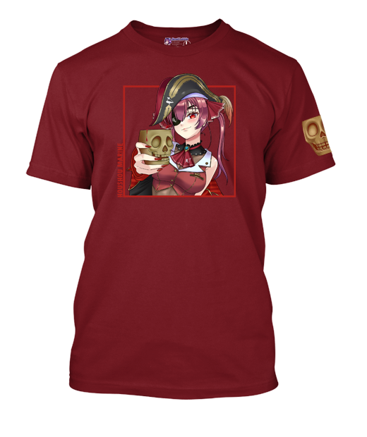 Houshou Marine Square Designed T-Shirt with Sleeve Mascot.