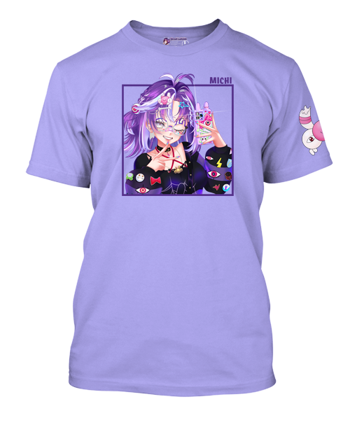 Michi Square Designed T-Shirt with Sleeve Mascot.