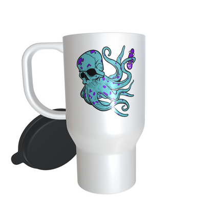 PushinWood Double Sided Travel Mug Octo And Controller Logo
