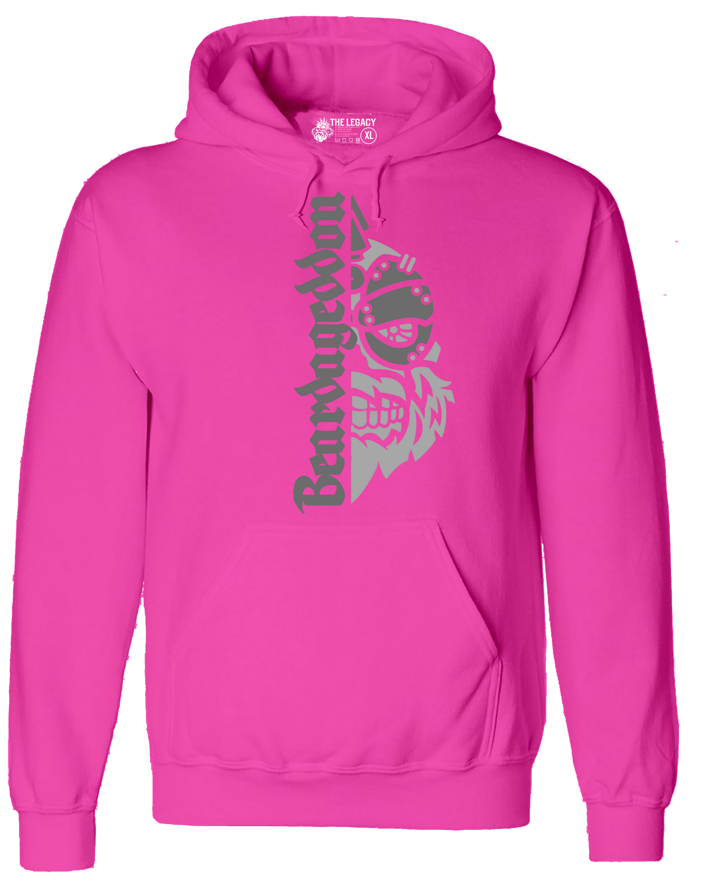 YOUR HWAY! Neon Pink Hoodie Half Skull Front