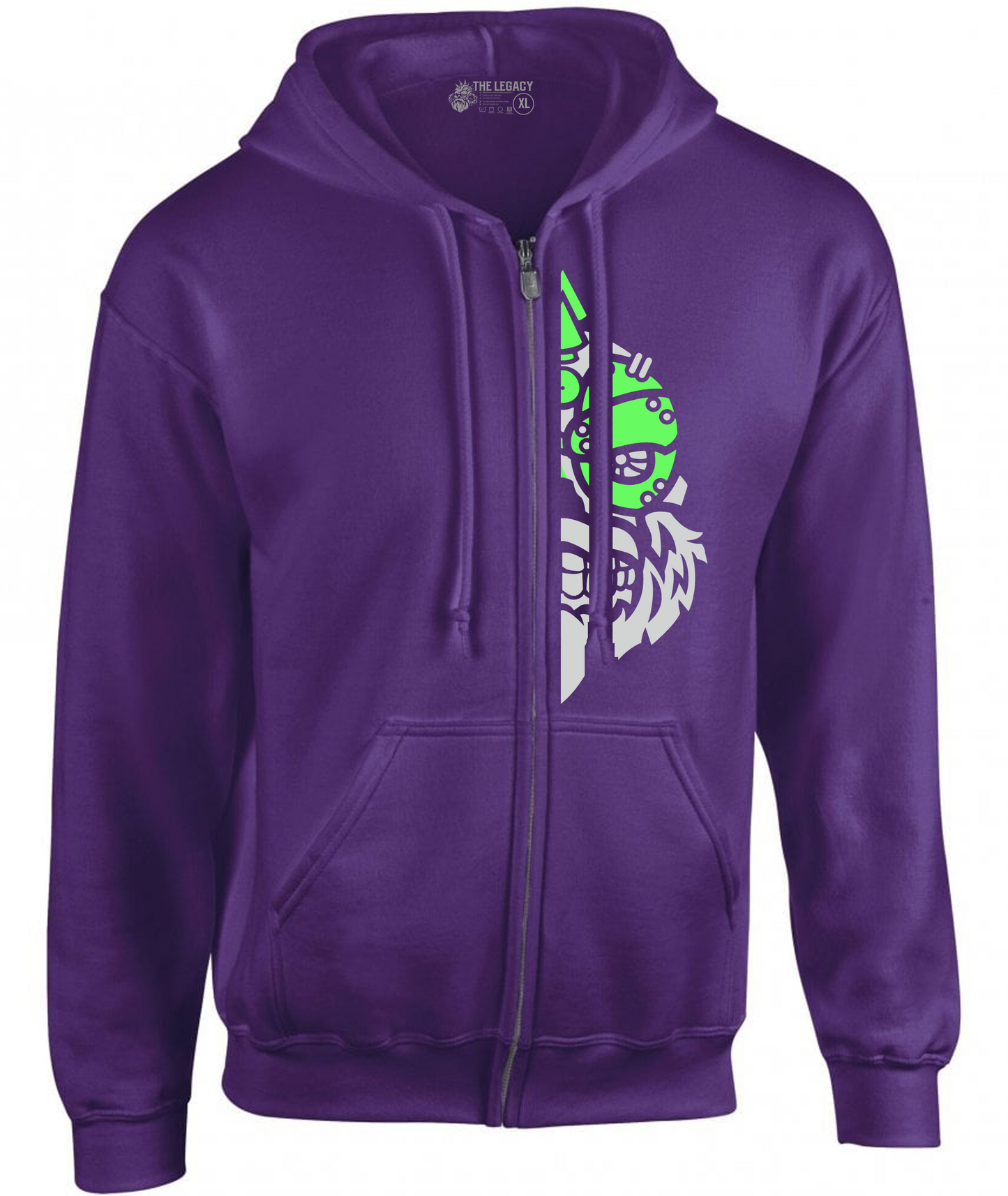 YOUR HWAY! Zipper Hoodie Half Skull Front