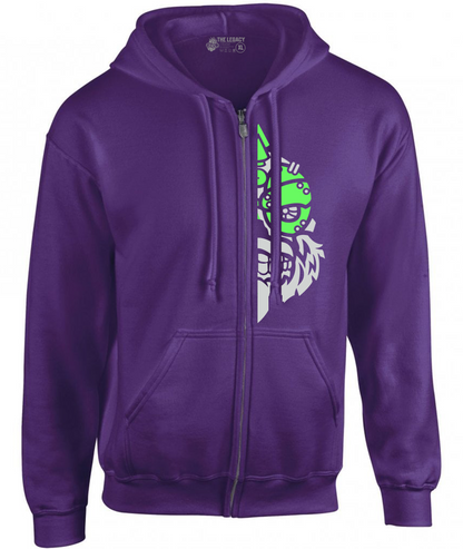 YOUR HWAY! Zipper Hoodie Half Skull Front