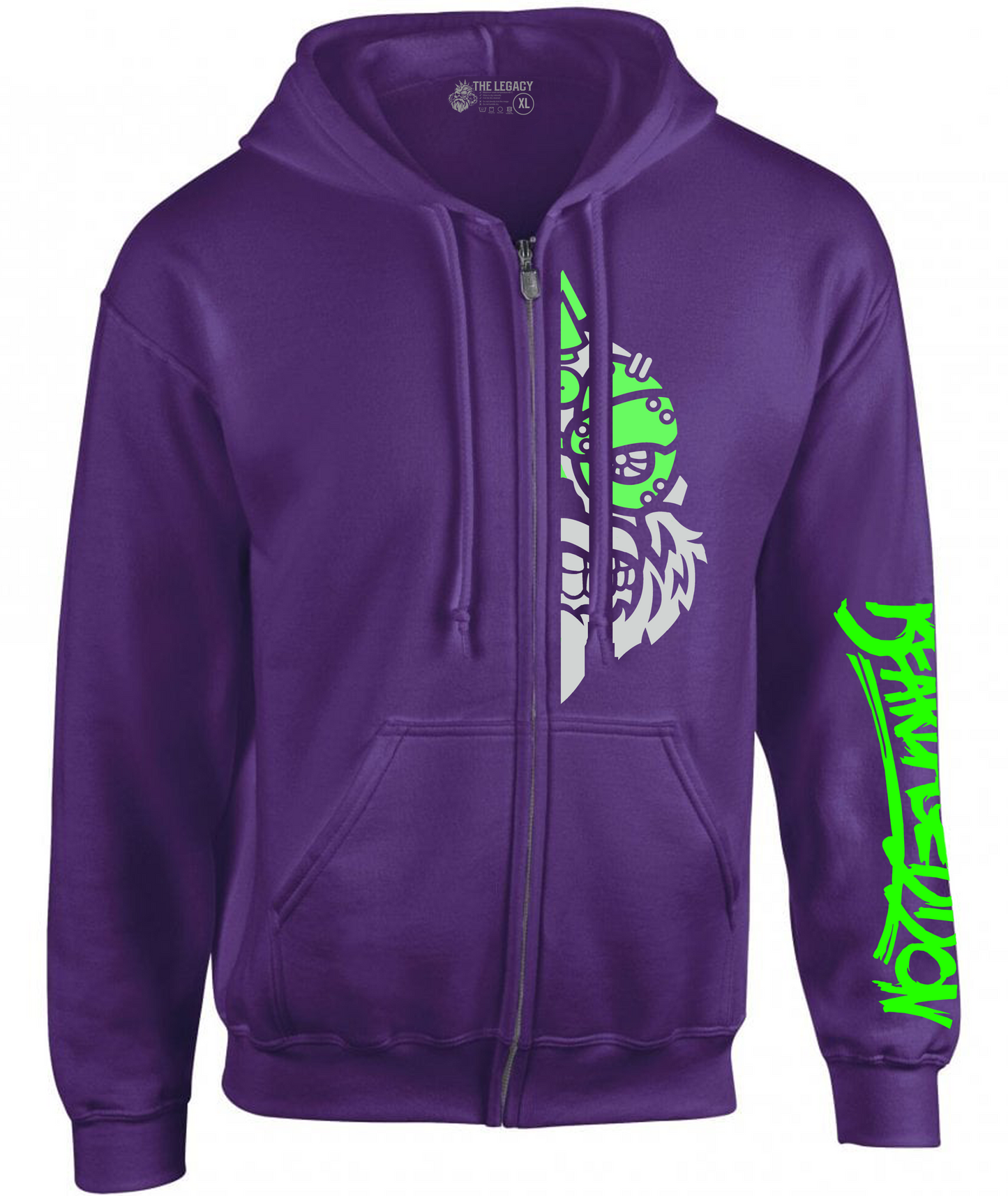 YOUR HWAY! Zipper Hoodie Half Skull Front