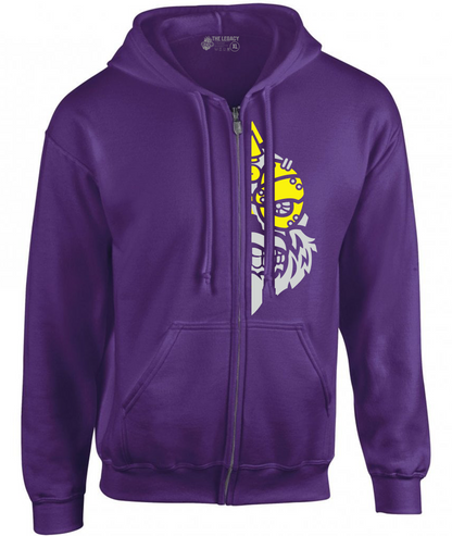 YOUR HWAY! Zipper Hoodie Half Skull Front