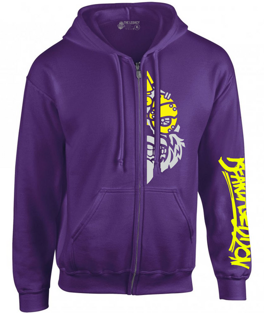 YOUR HWAY! Zipper Hoodie Half Skull Front