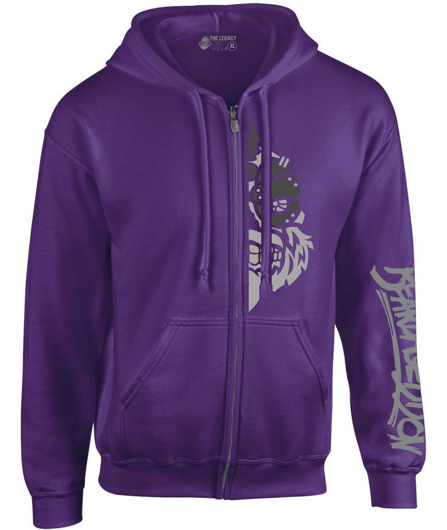 YOUR HWAY! Zipper Hoodie Half Skull Front
