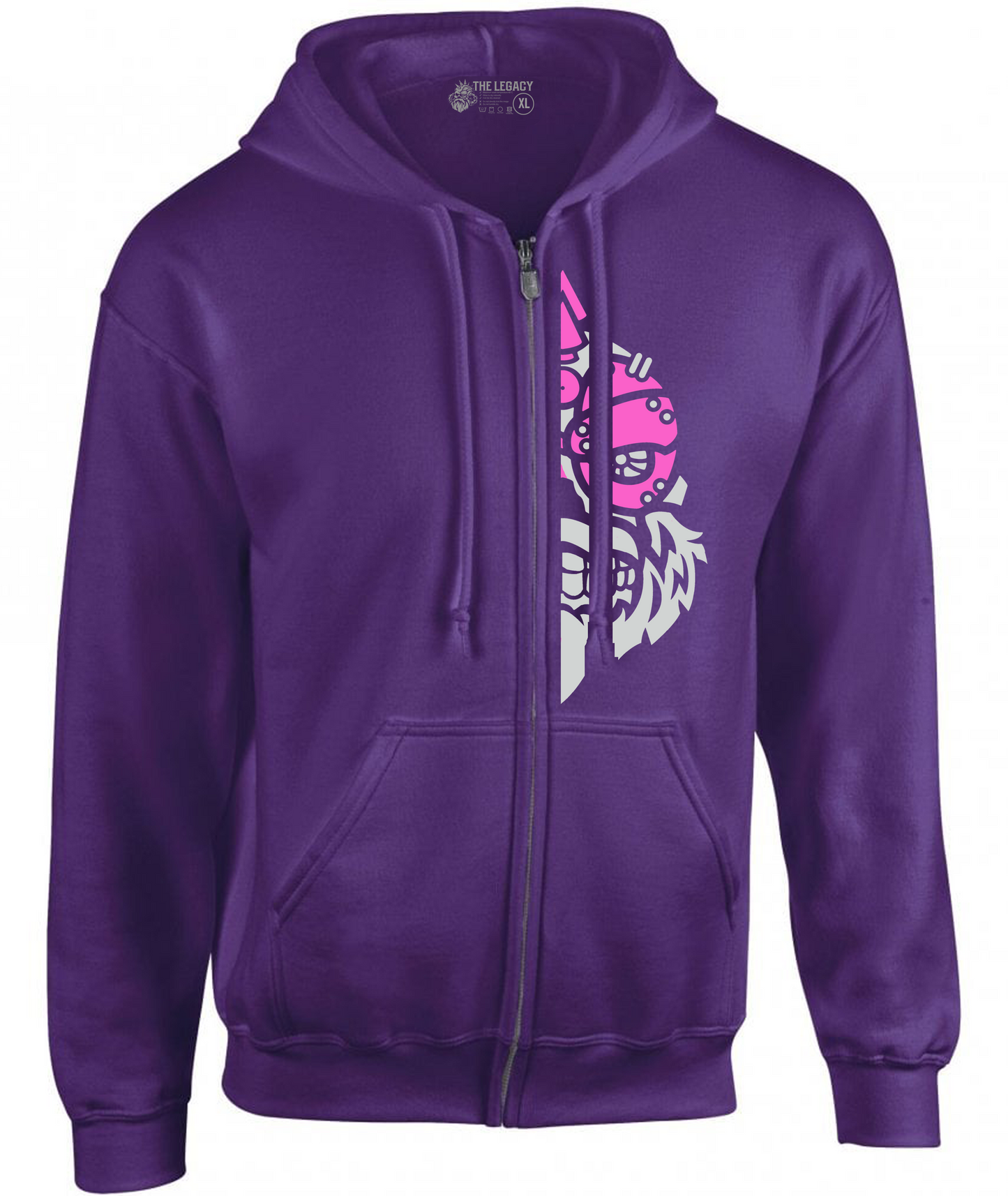 YOUR HWAY! Zipper Hoodie Half Skull Front