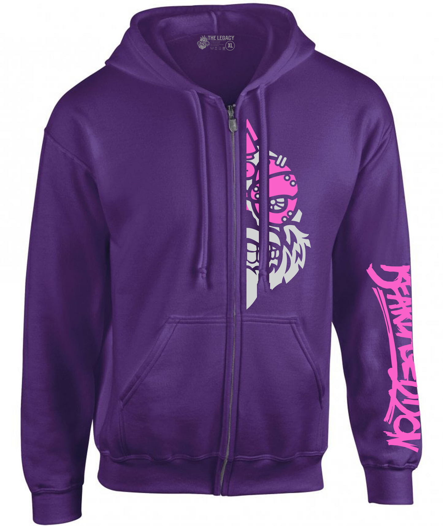 YOUR HWAY! Zipper Hoodie Half Skull Front
