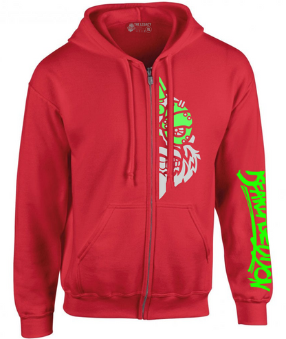 YOUR HWAY! Zipper Hoodie Half Skull Front