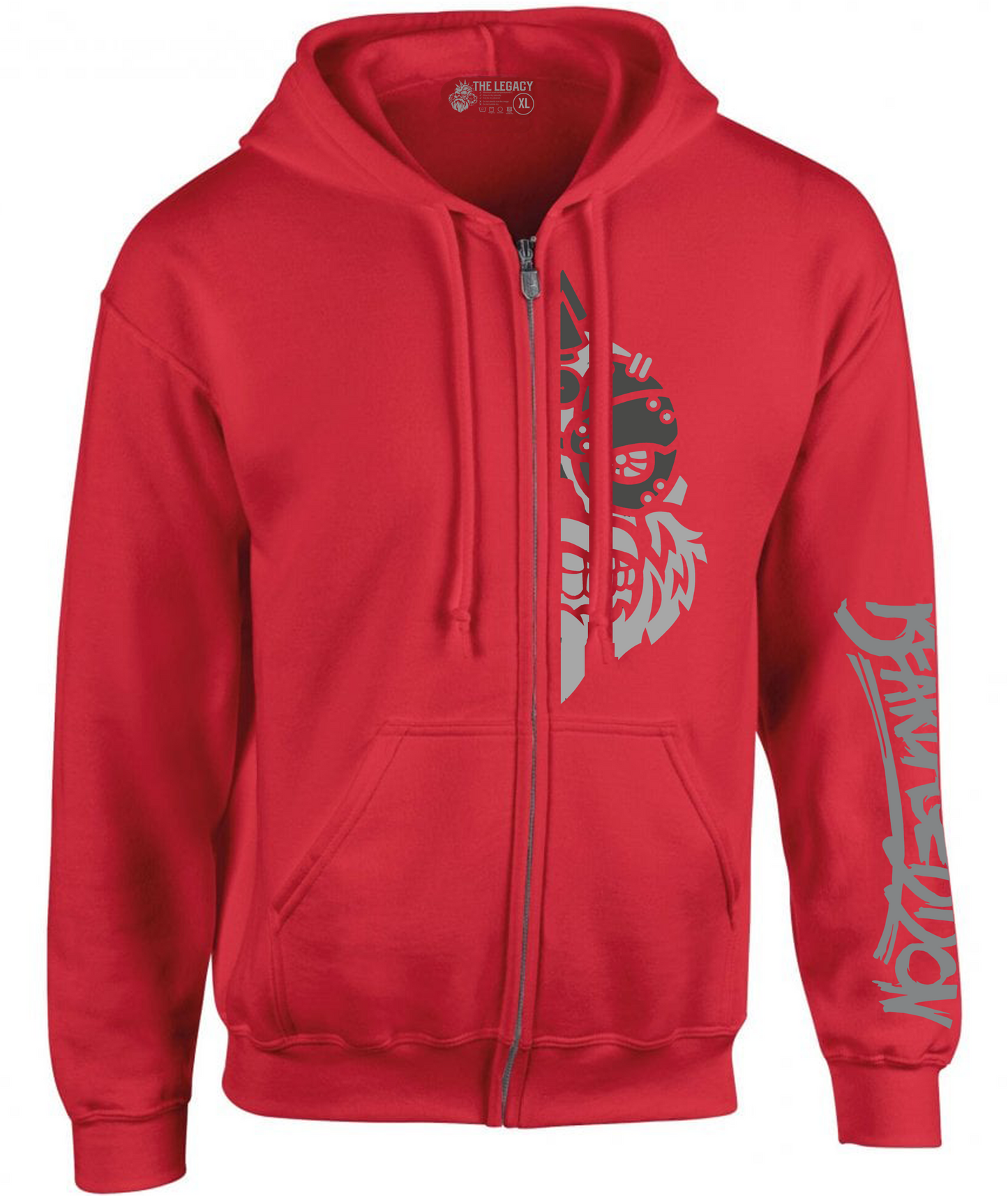 YOUR HWAY! Zipper Hoodie Half Skull Front