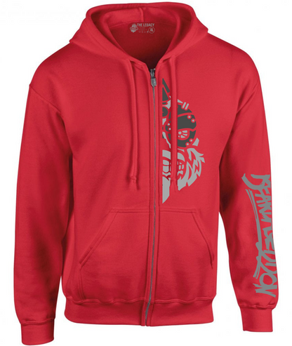 YOUR HWAY! Zipper Hoodie Half Skull Front