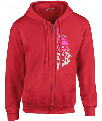 YOUR HWAY! Zipper Hoodie Half Skull Front