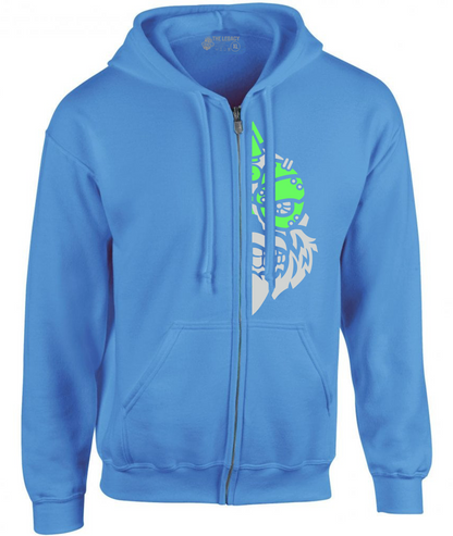 YOUR HWAY! Zipper Hoodie Half Skull Front