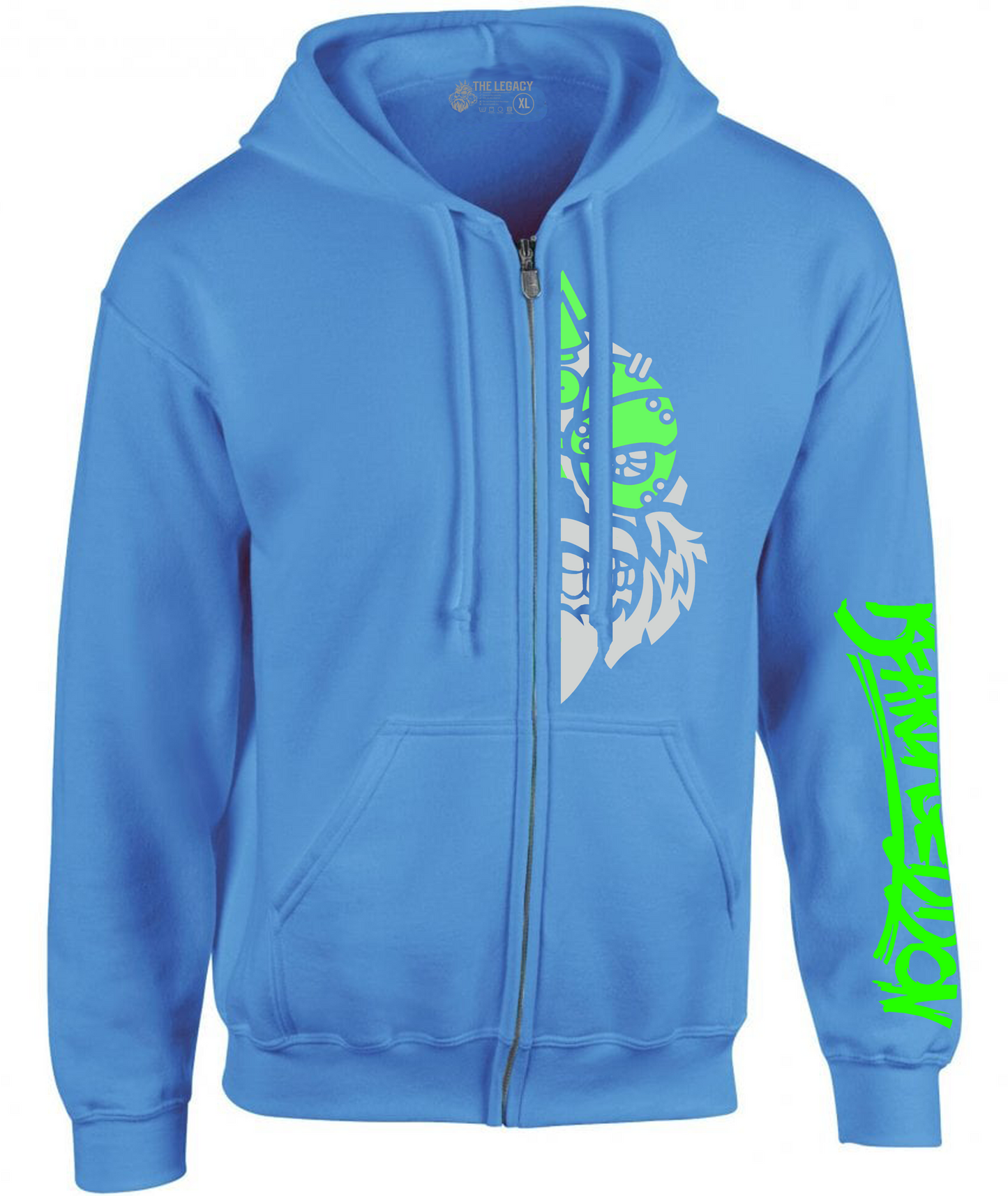 YOUR HWAY! Zipper Hoodie Half Skull Front