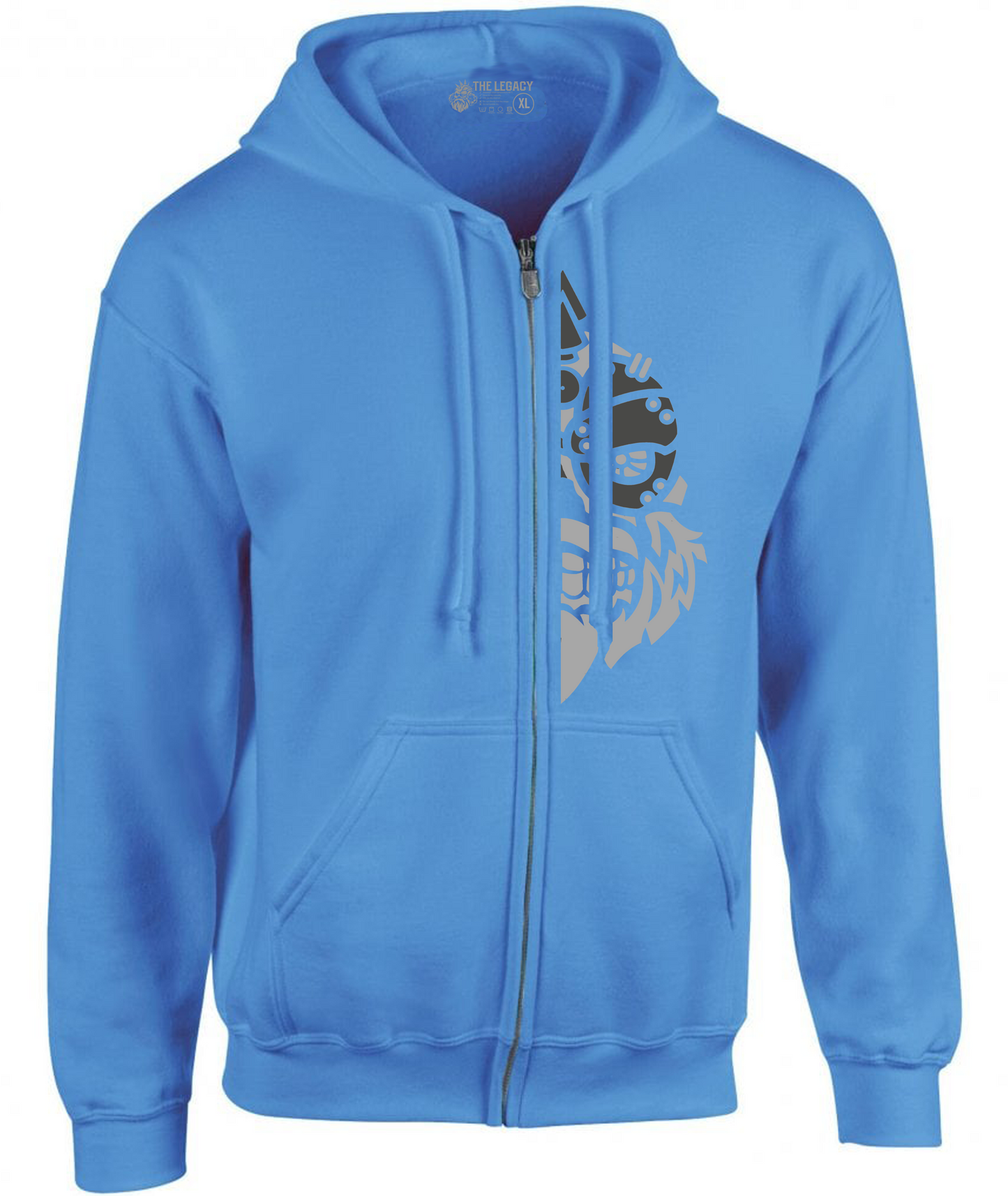 YOUR HWAY! Zipper Hoodie Half Skull Front