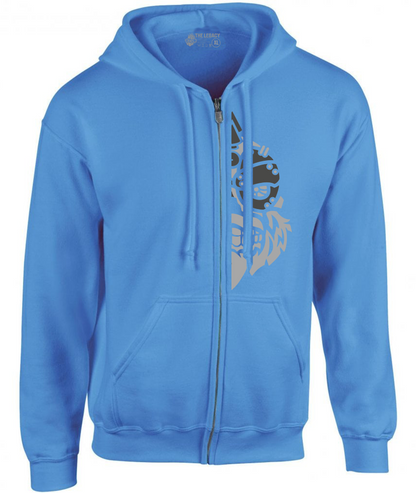 YOUR HWAY! Zipper Hoodie Half Skull Front