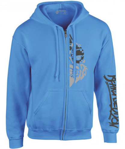 YOUR HWAY! Zipper Hoodie Half Skull Front