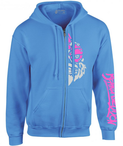 YOUR HWAY! Zipper Hoodie Half Skull Front