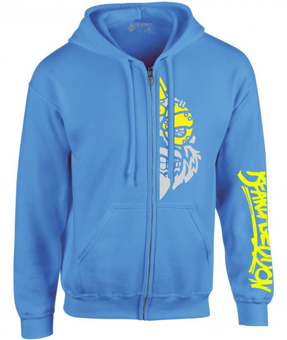 YOUR HWAY! Zipper Hoodie Half Skull Front