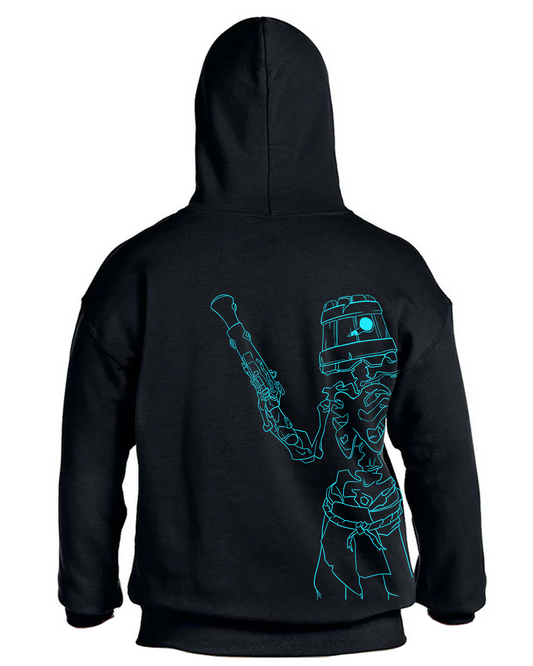 Pocket PushinWood Hoodie with Teal Bucket Head Backprint