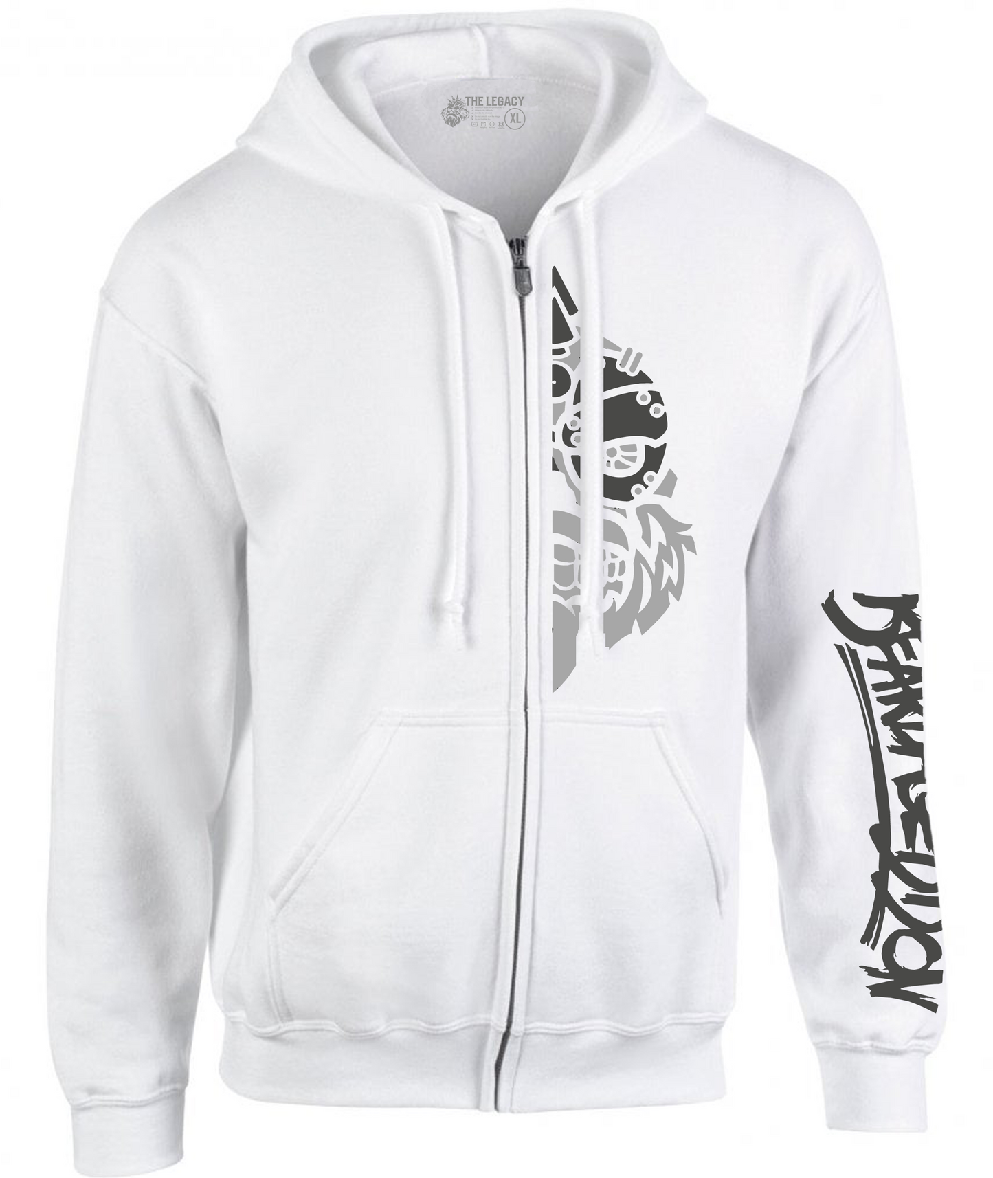 YOUR HWAY! Zipper Hoodie Half Skull Front