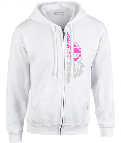 YOUR HWAY! Zipper Hoodie Half Skull Front