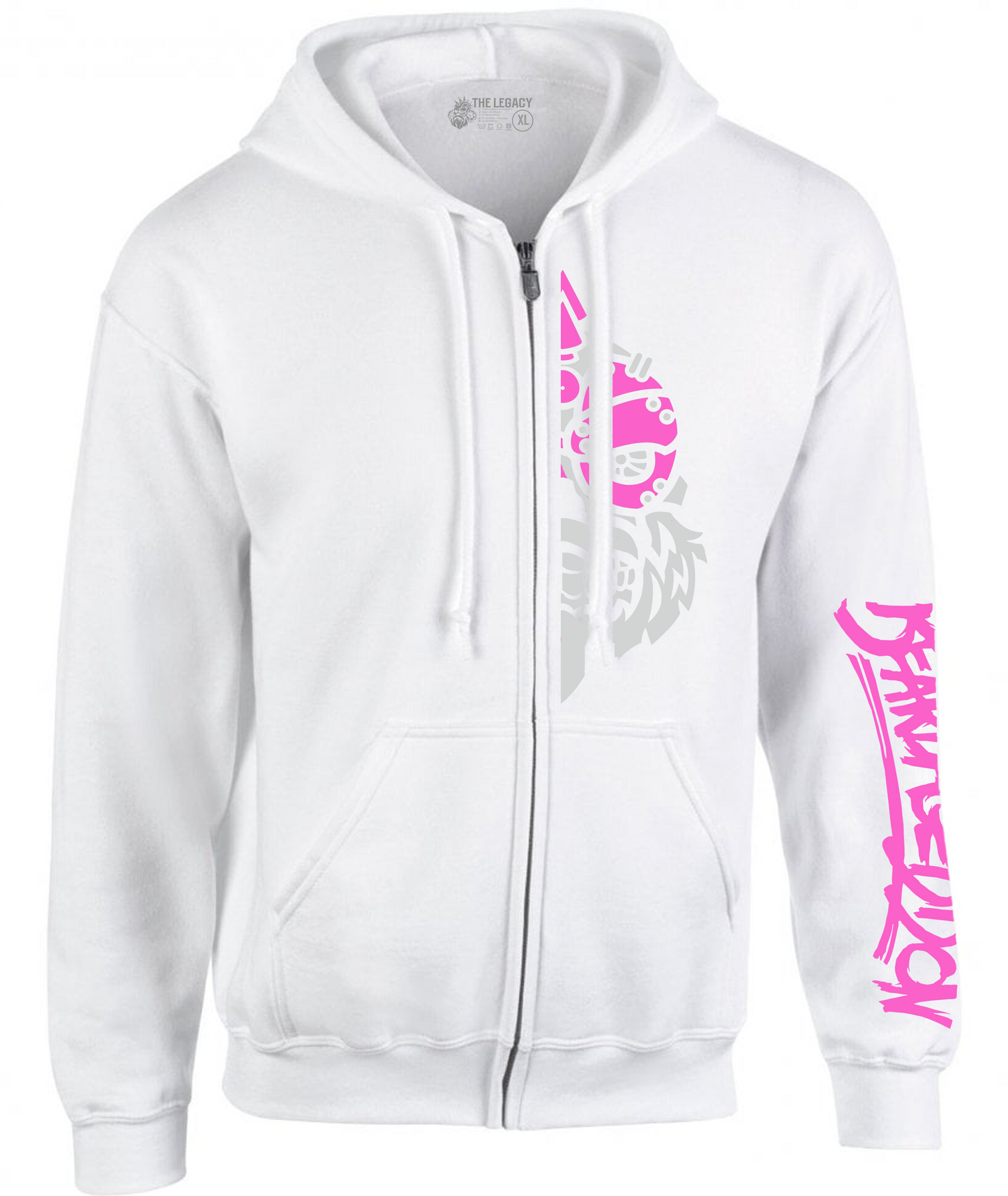 YOUR HWAY! Zipper Hoodie Half Skull Front