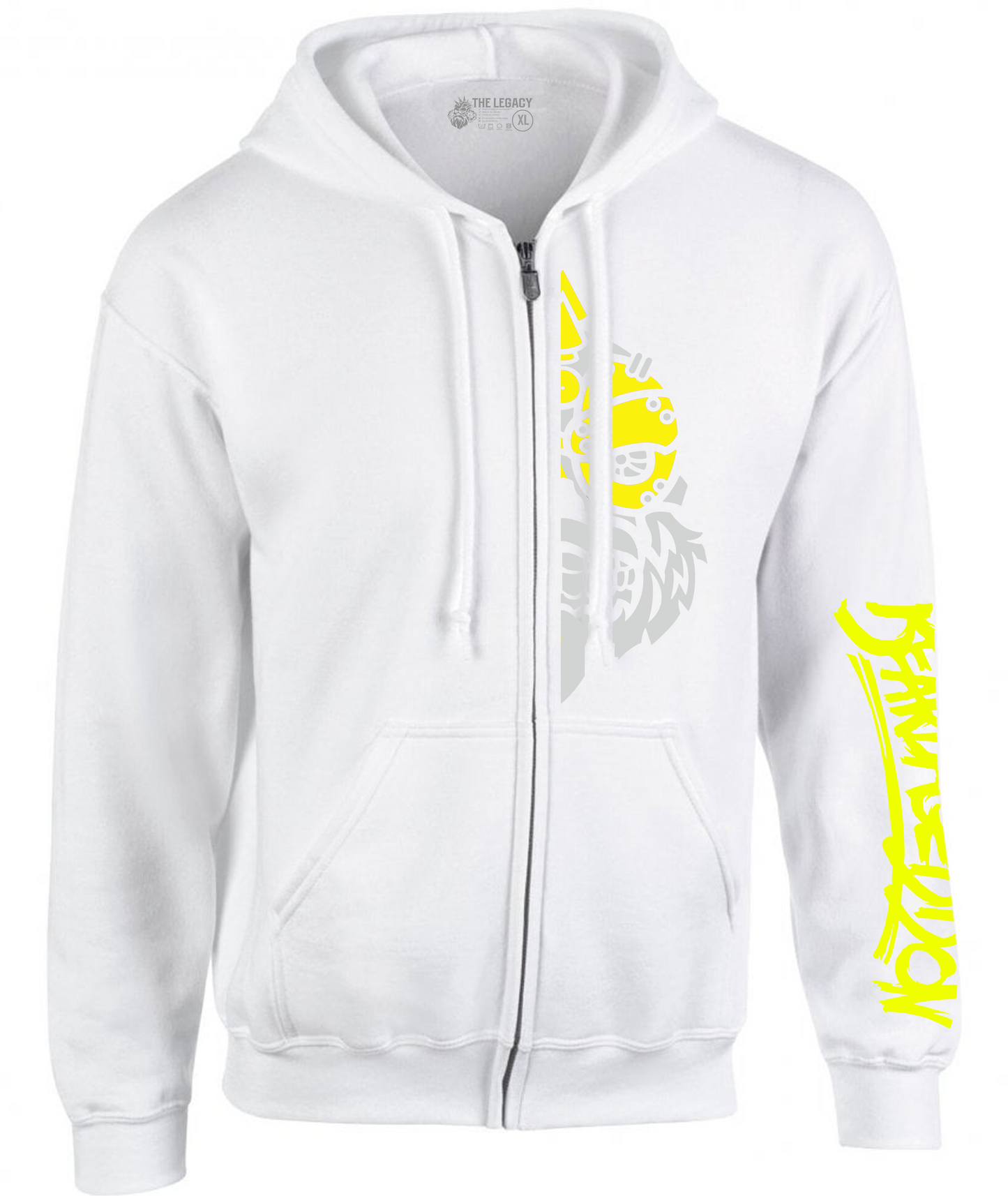 YOUR HWAY! Zipper Hoodie Half Skull Front