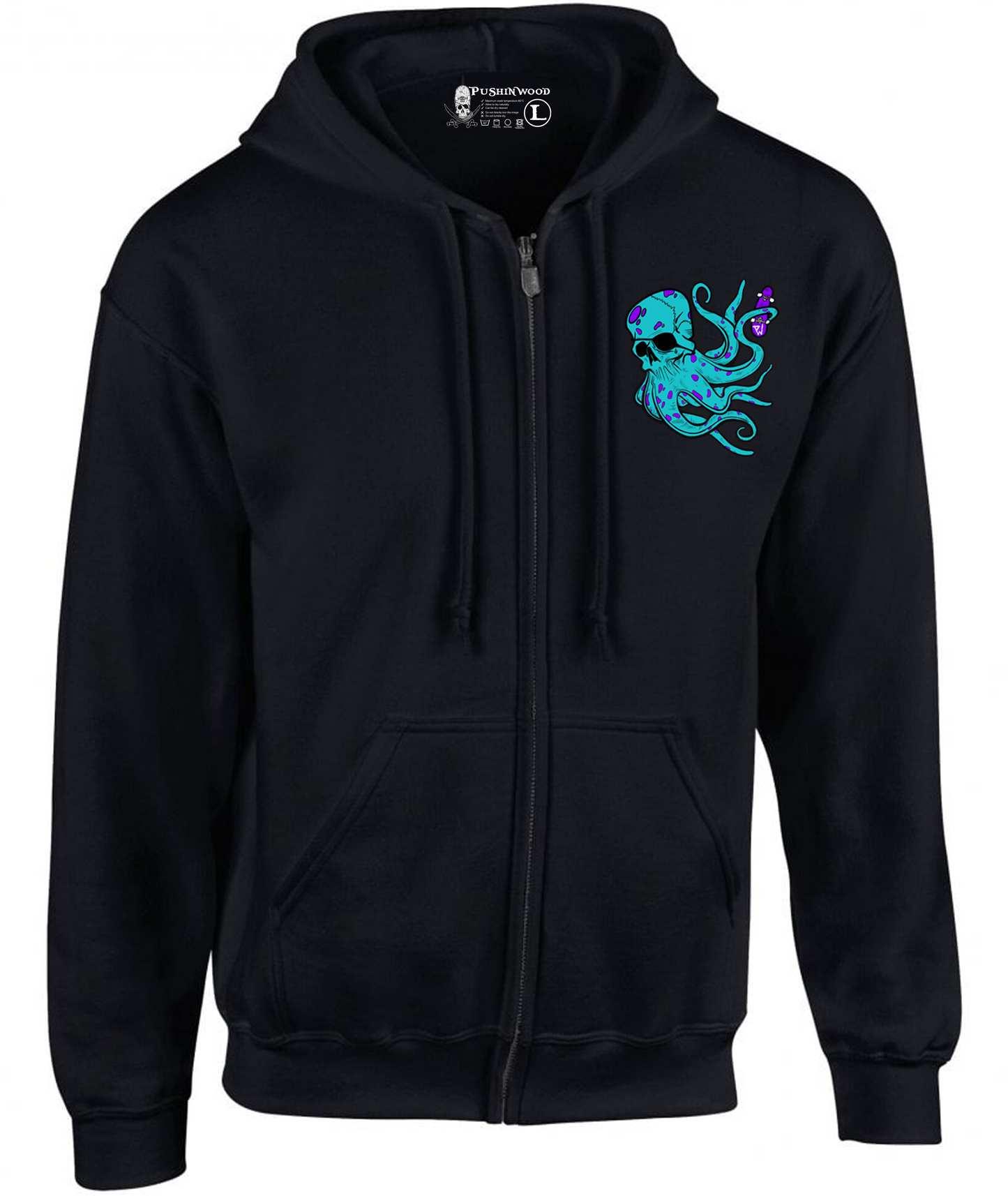 Pocket Octo Zipper Hoodie with Controller Logo Backprint